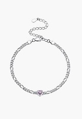 catchy small silver heart birthstone bracelet
